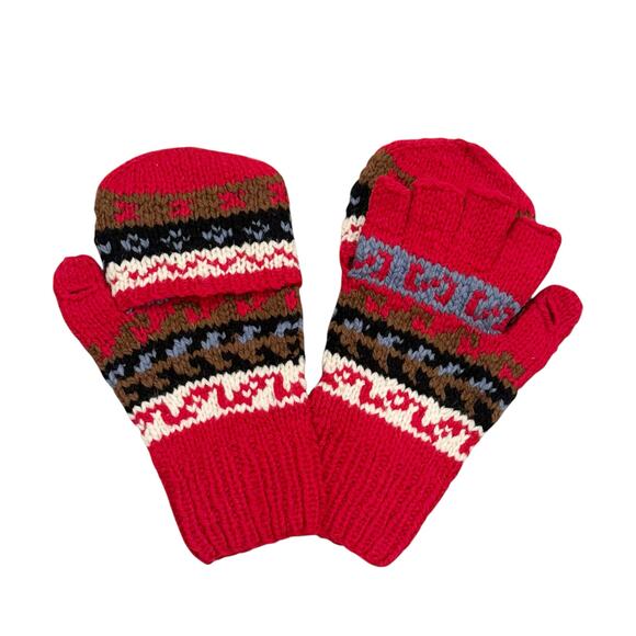 Vintage Women's Snowcap Hooded Mitten Glove Red/White One Size NWT - Picture 1 of 9